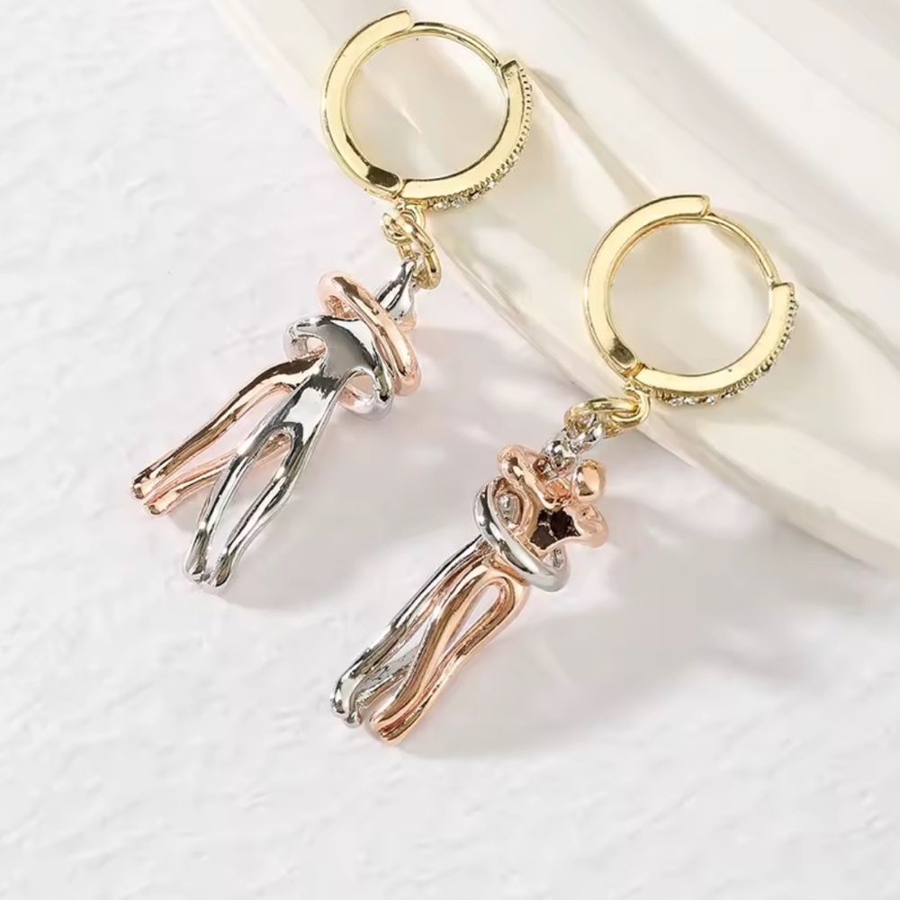 New! 3 Tone stainless steel Love Gold Silver  And Pink Gold Hoop Earrings